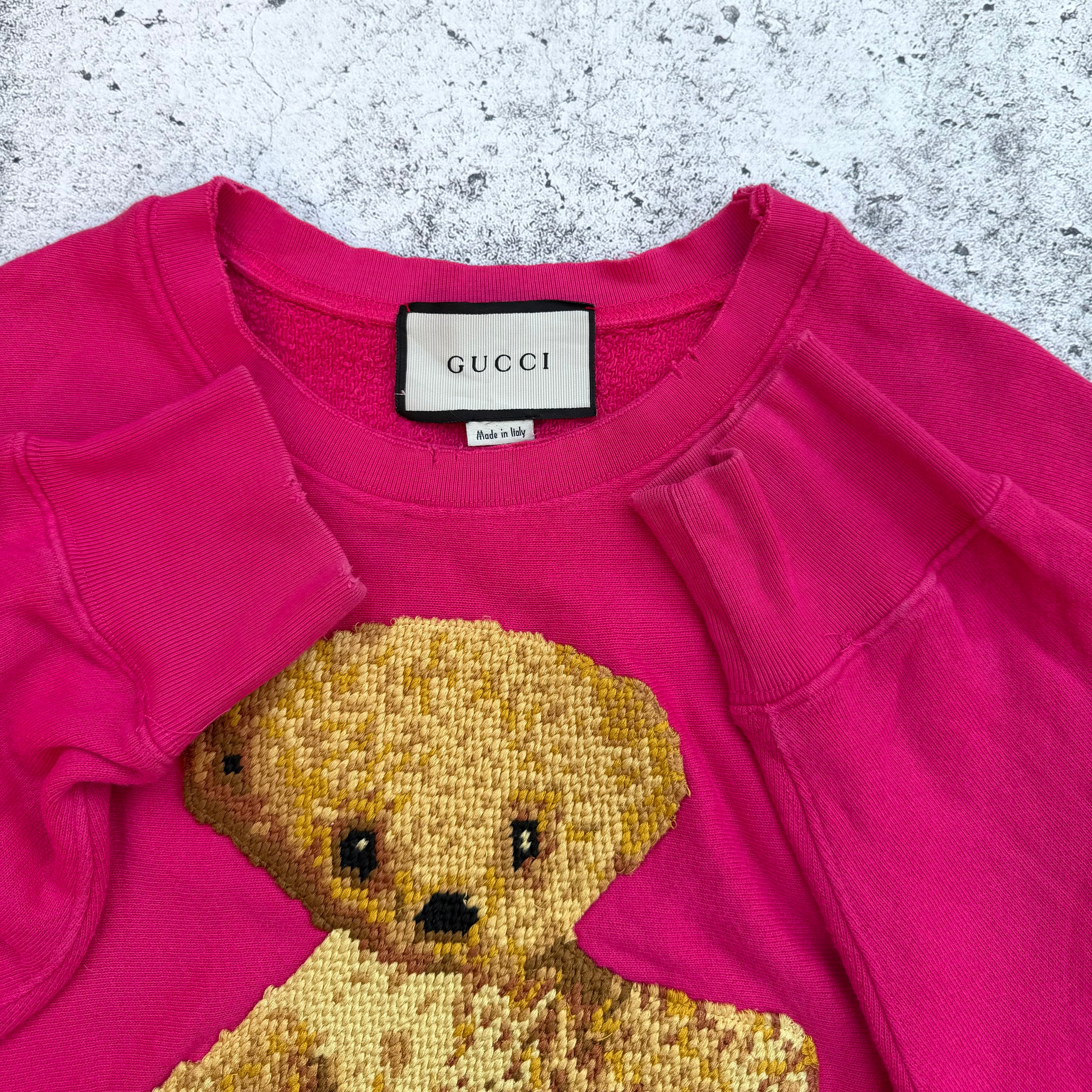 Gucci Pink Guccy Teddy Bear Crewneck Sweatshirt