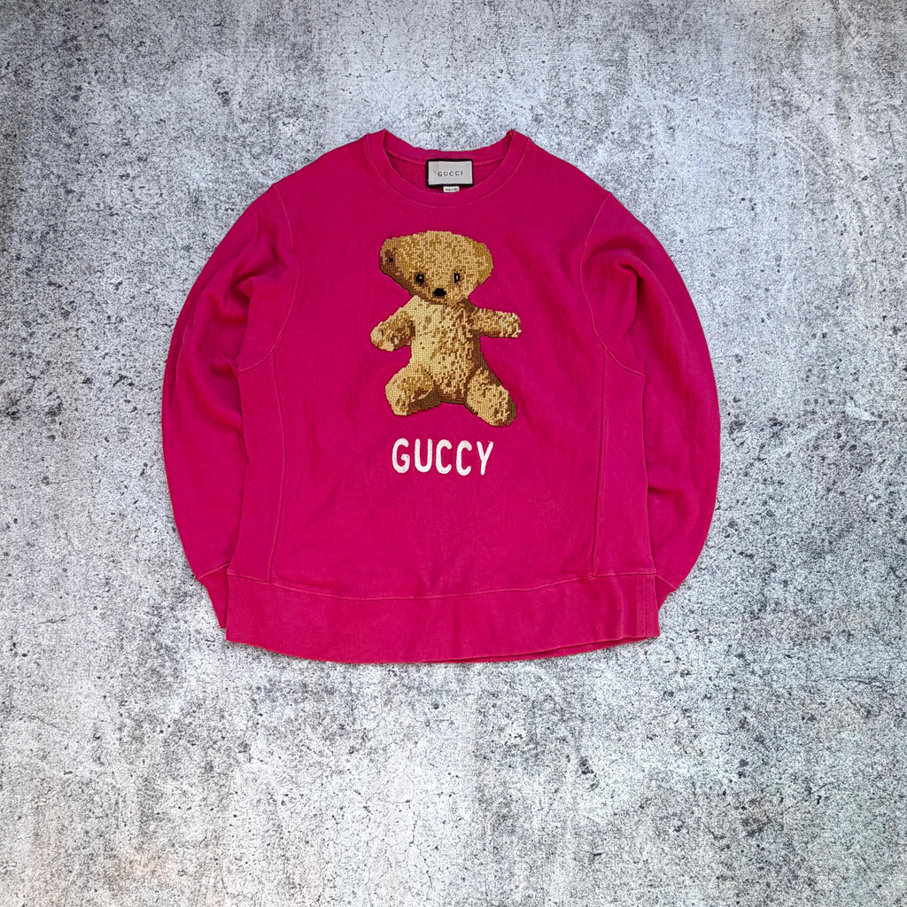 Gucci Pink Guccy Teddy Bear Crewneck Sweatshirt