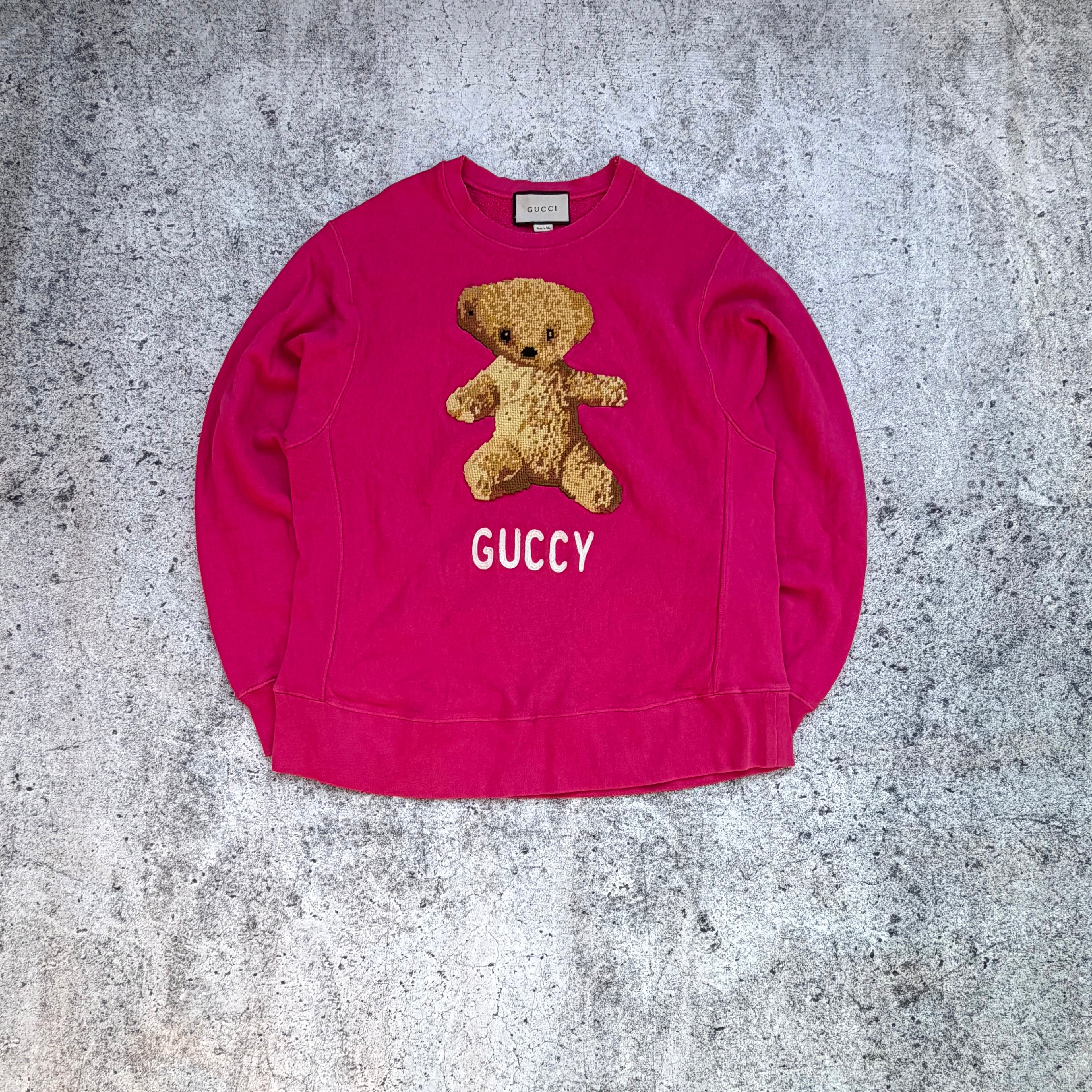 Gucci Pink Guccy Teddy Bear Crewneck Sweatshirt