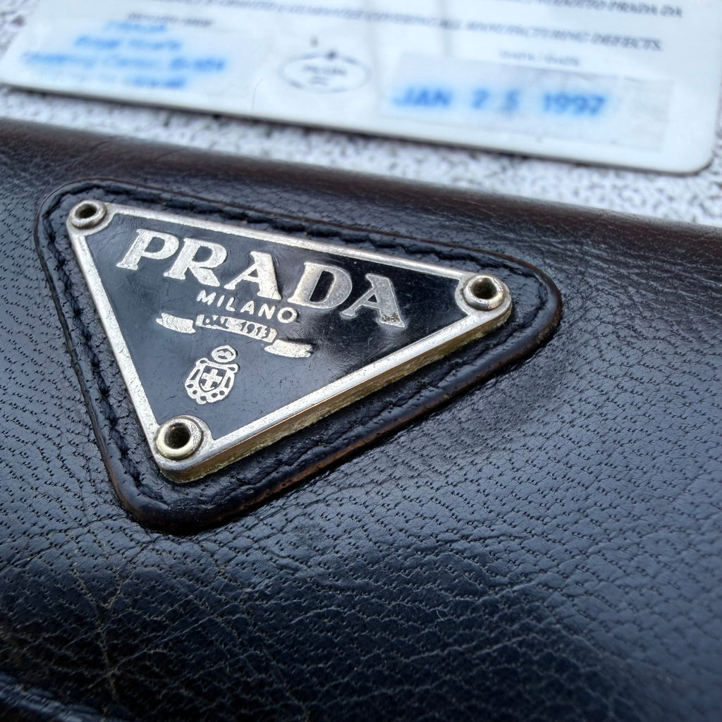 Prada Milano Vintage 1997 Leather Wallet [With Authenticity Certificate Card]