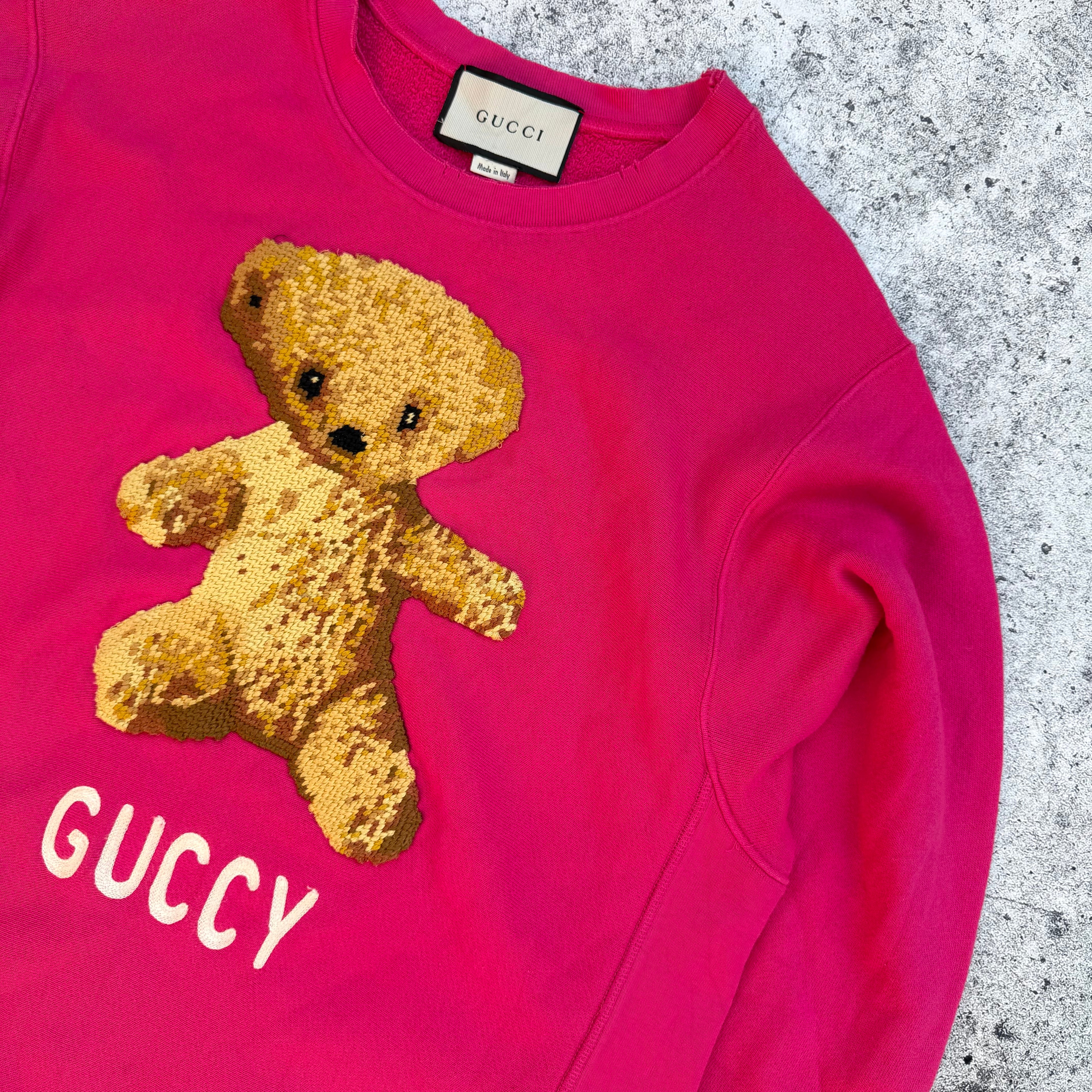Gucci Pink Guccy Teddy Bear Crewneck Sweatshirt
