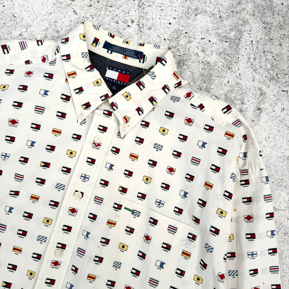 Vintage Tommy Hilfiger All Over Men's Long Sleeve Shirt [XL]