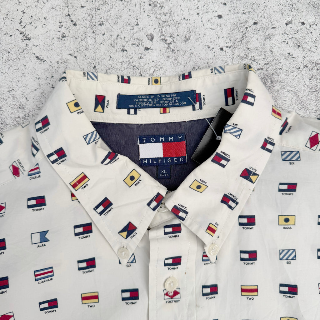 Vintage Tommy Hilfiger All Over Men's Long Sleeve Shirt [XL]