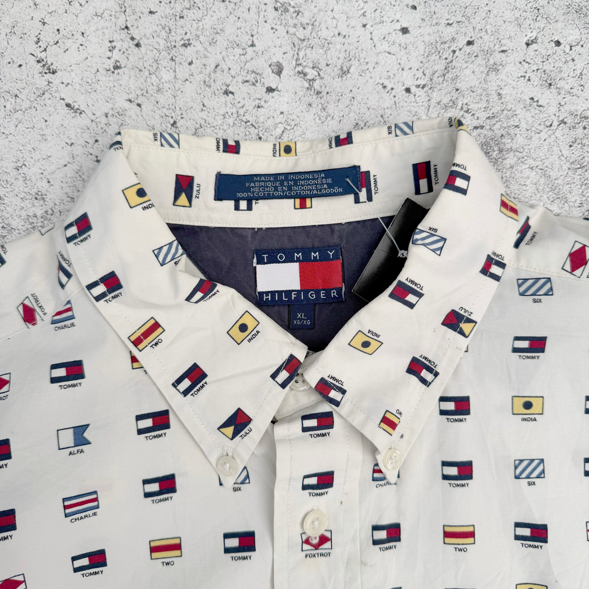 Vintage Tommy Hilfiger All Over Men's Long Sleeve Shirt [XL]