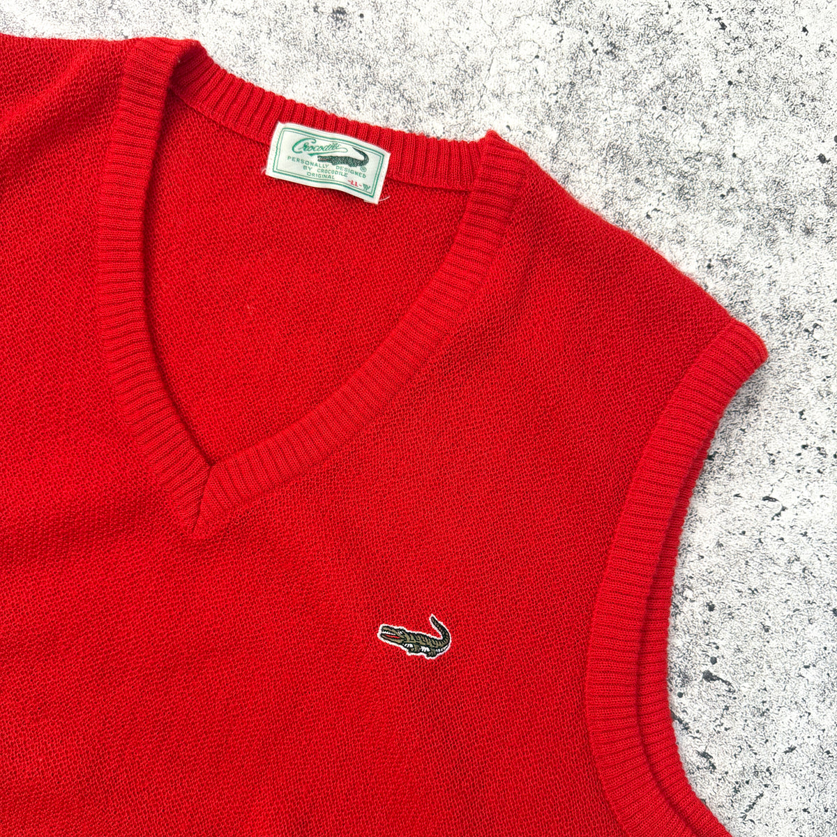 Vintage Crocodile 80s Men's Wool Knit Vest | Japan [Medium]