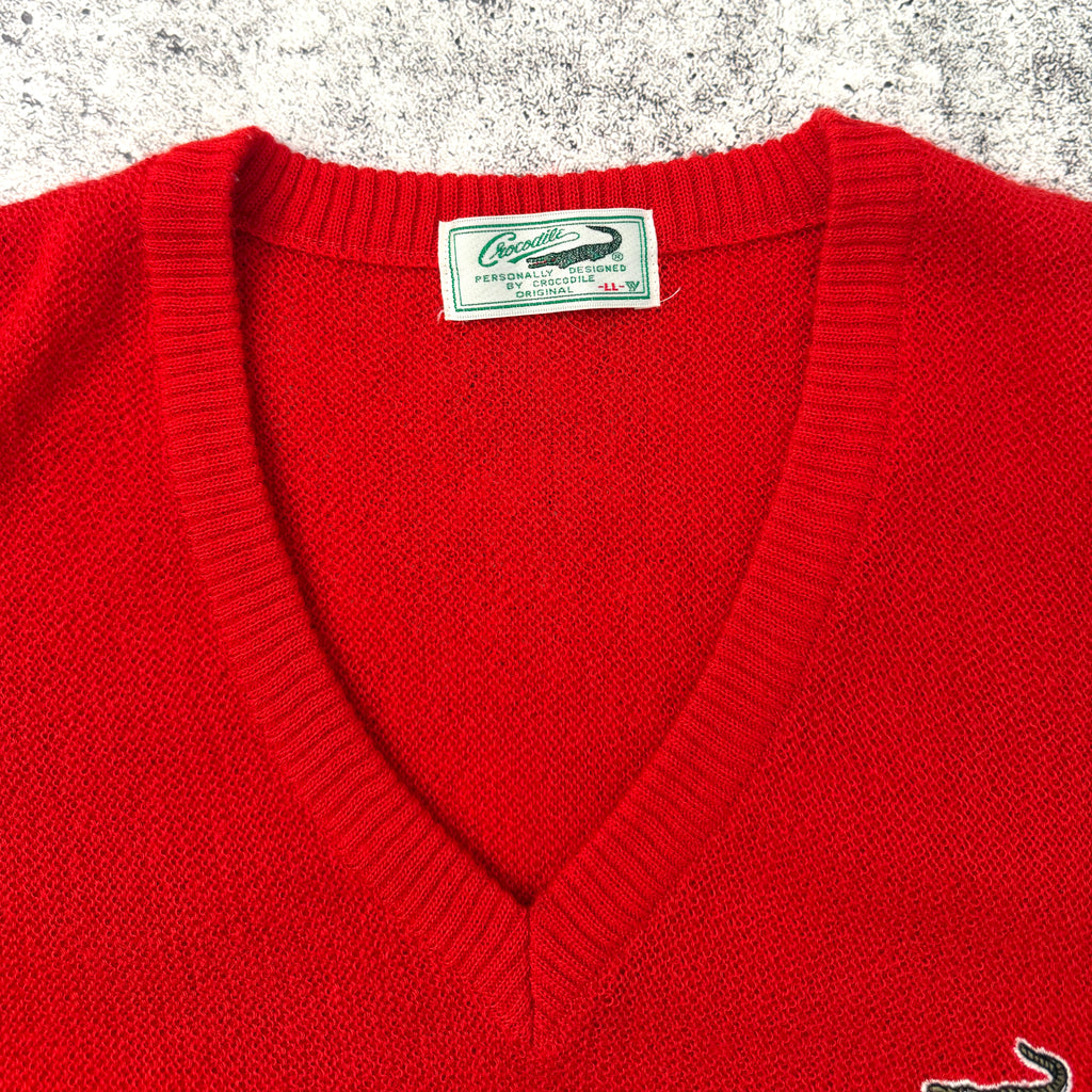 Vintage Crocodile 80s Men's Wool Knit Vest | Japan [Medium]