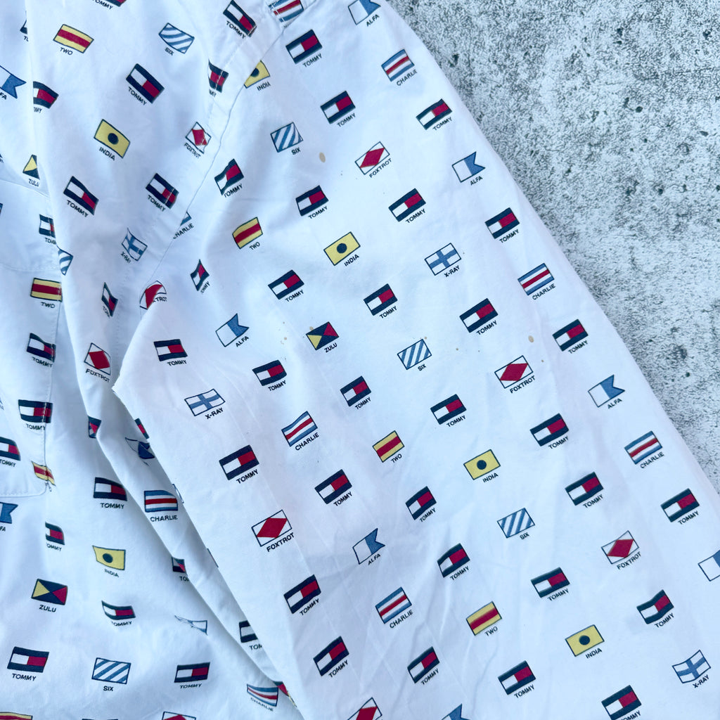Vintage Tommy Hilfiger All Over Men's Long Sleeve Shirt [XL]