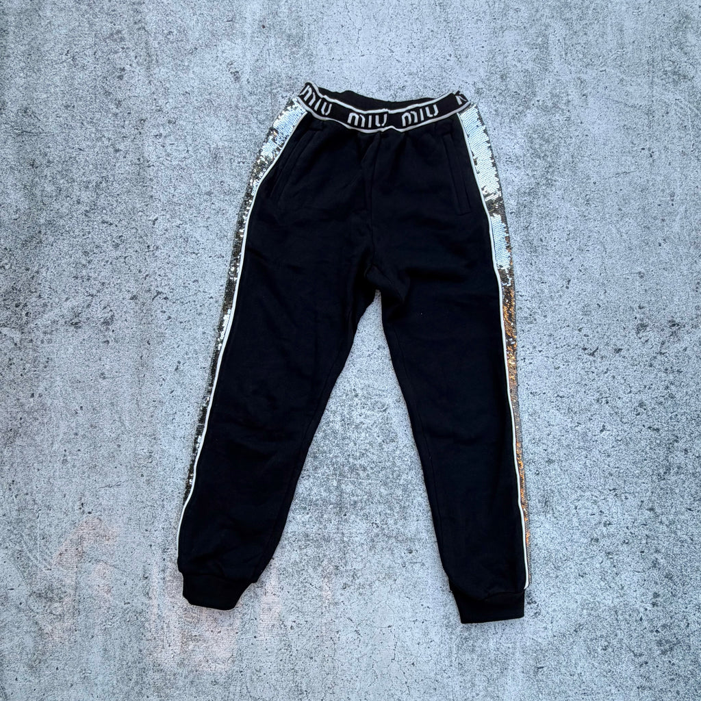 Miu Miu Black Sequin Trim Women's Track Pants