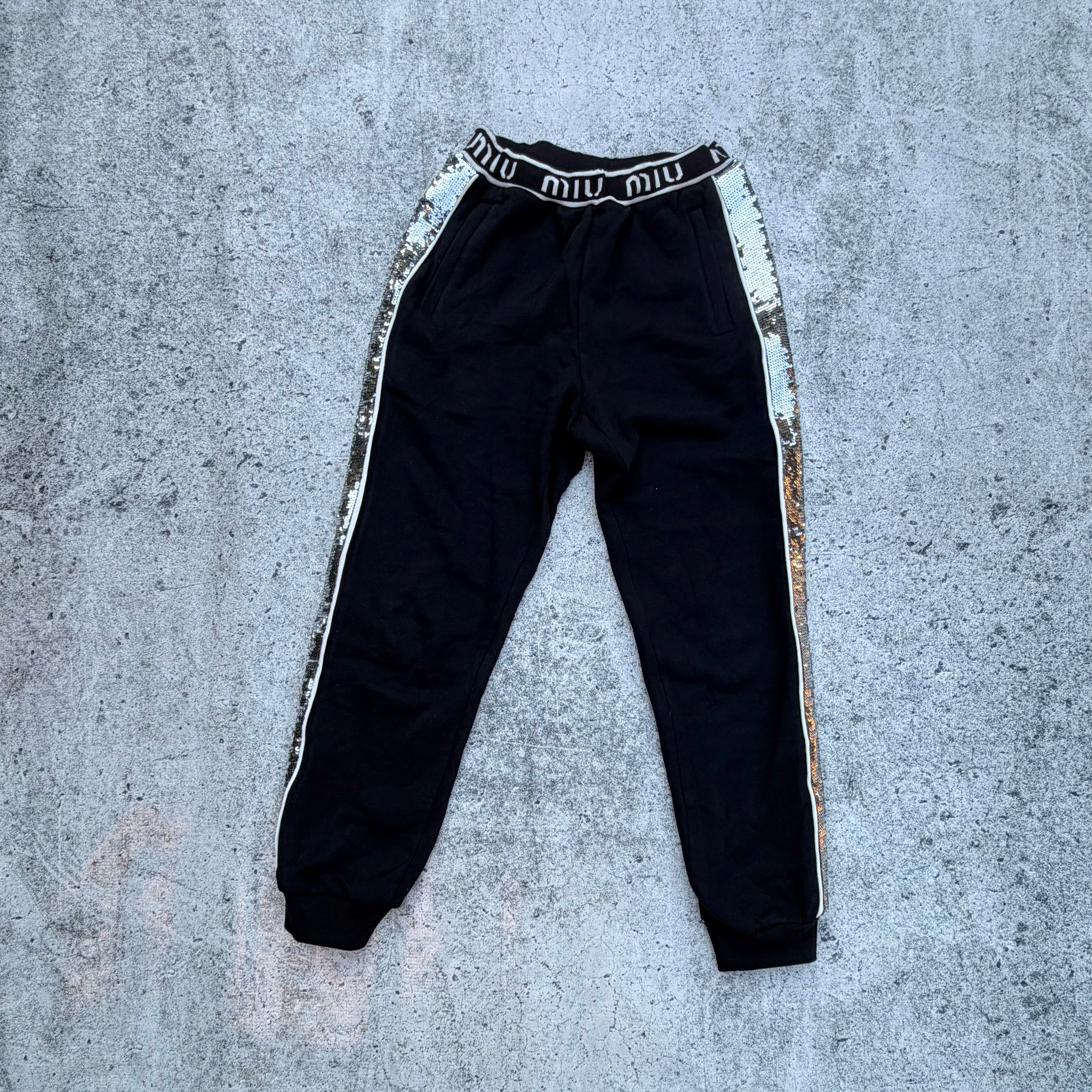 Miu Miu Black Sequin Trim Women's Track Pants
