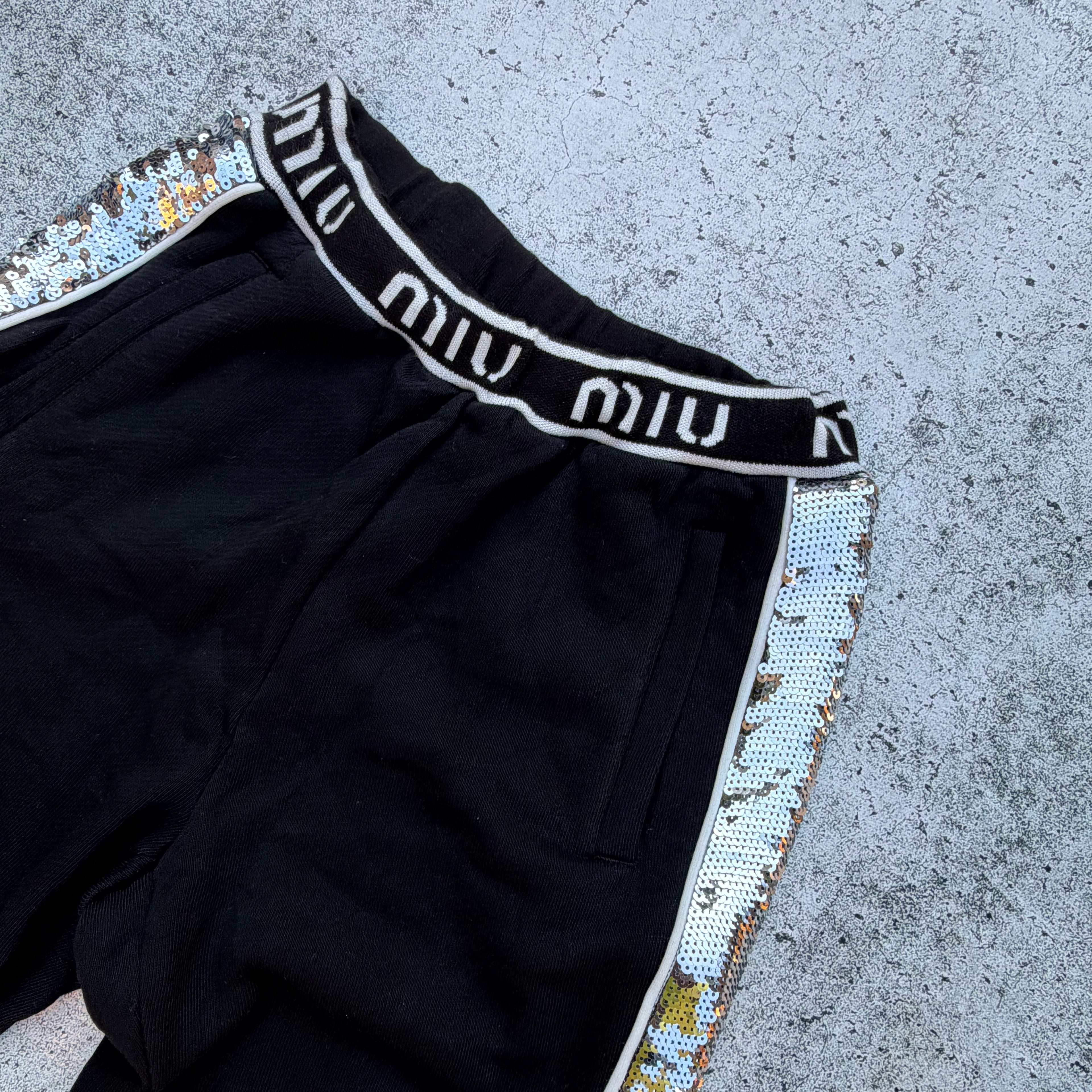 Miu Miu Black Sequin Trim Women's Track Pants