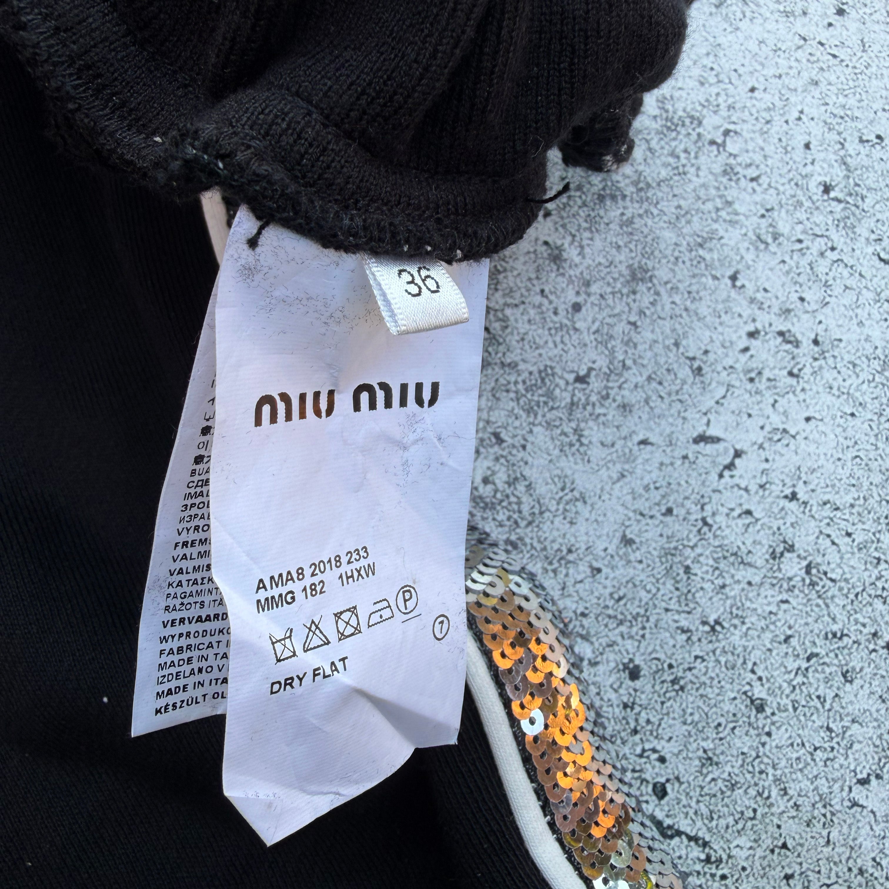 Miu Miu Black Sequin Trim Women's Track Pants