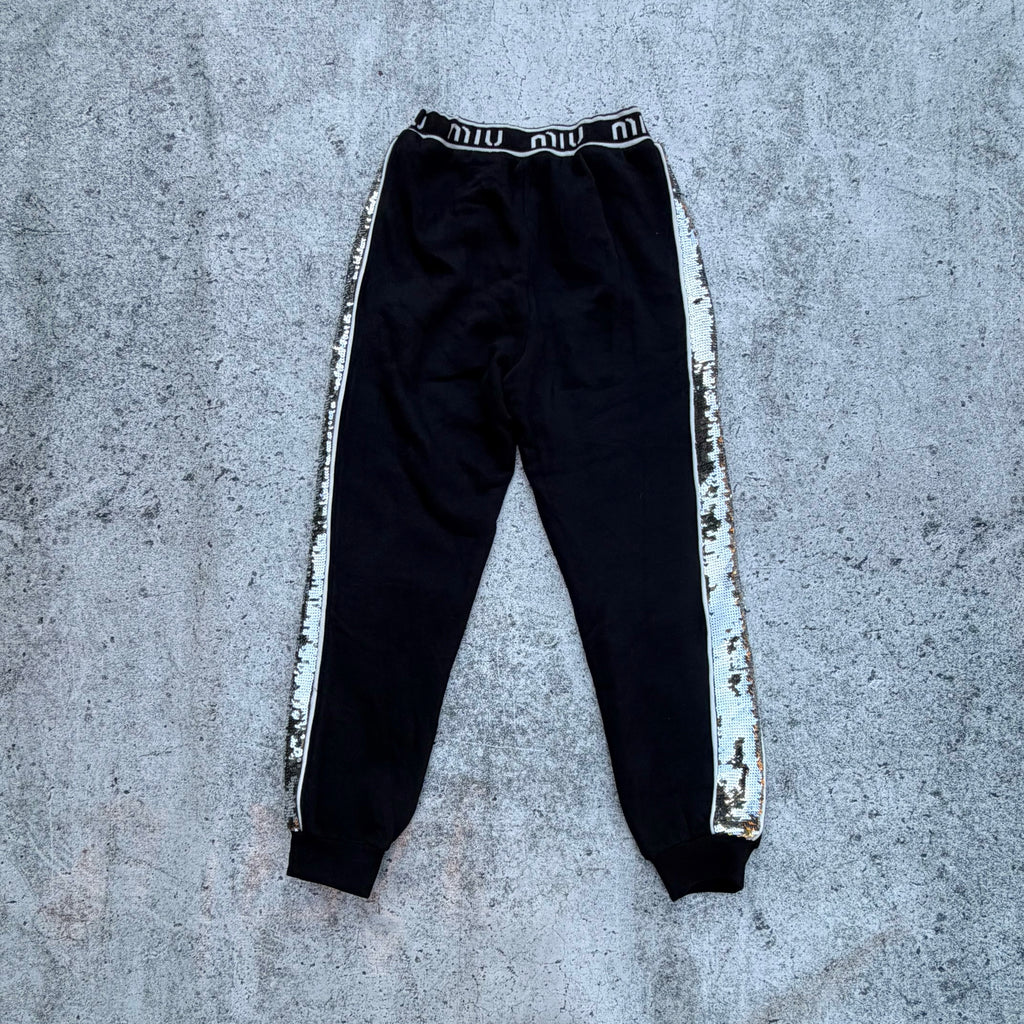 Miu Miu Black Sequin Trim Women's Track Pants