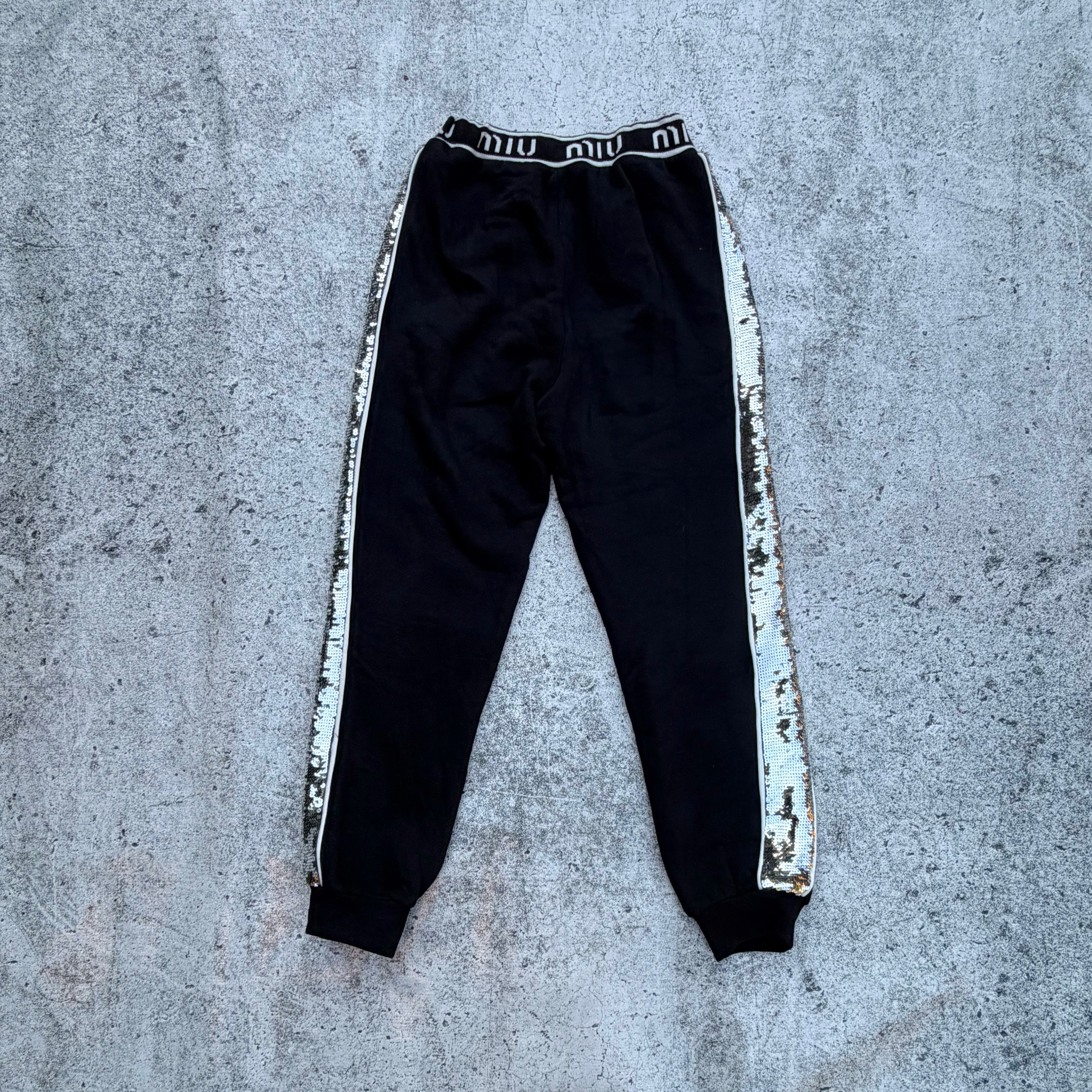 Miu Miu Black Sequin Trim Women's Track Pants