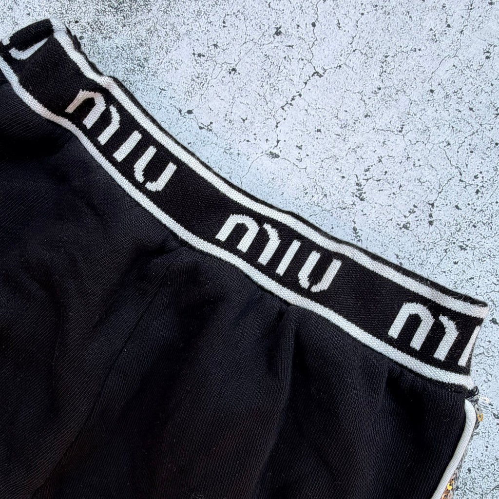 Miu Miu Black Sequin Trim Women's Track Pants