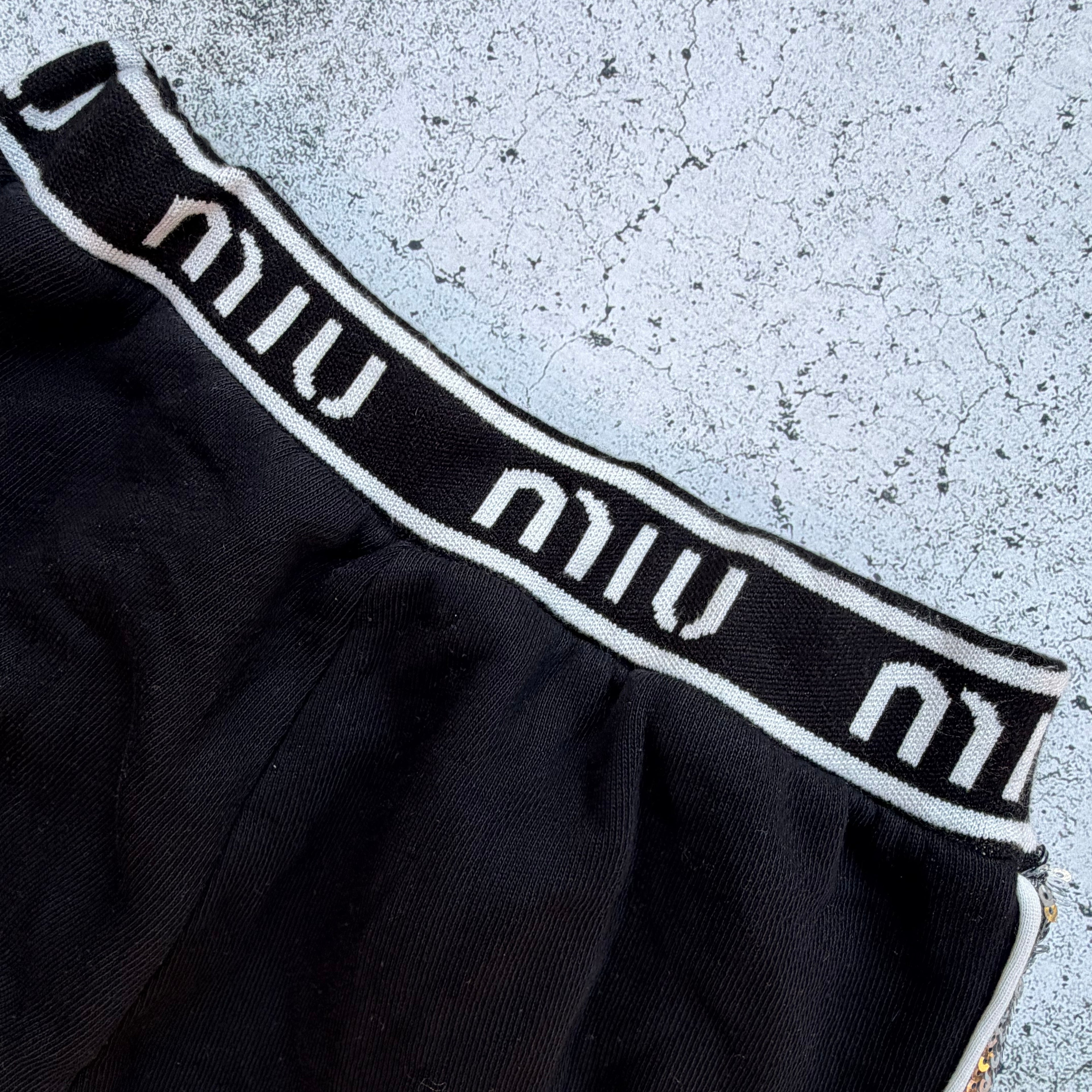 Miu Miu Black Sequin Trim Women's Track Pants
